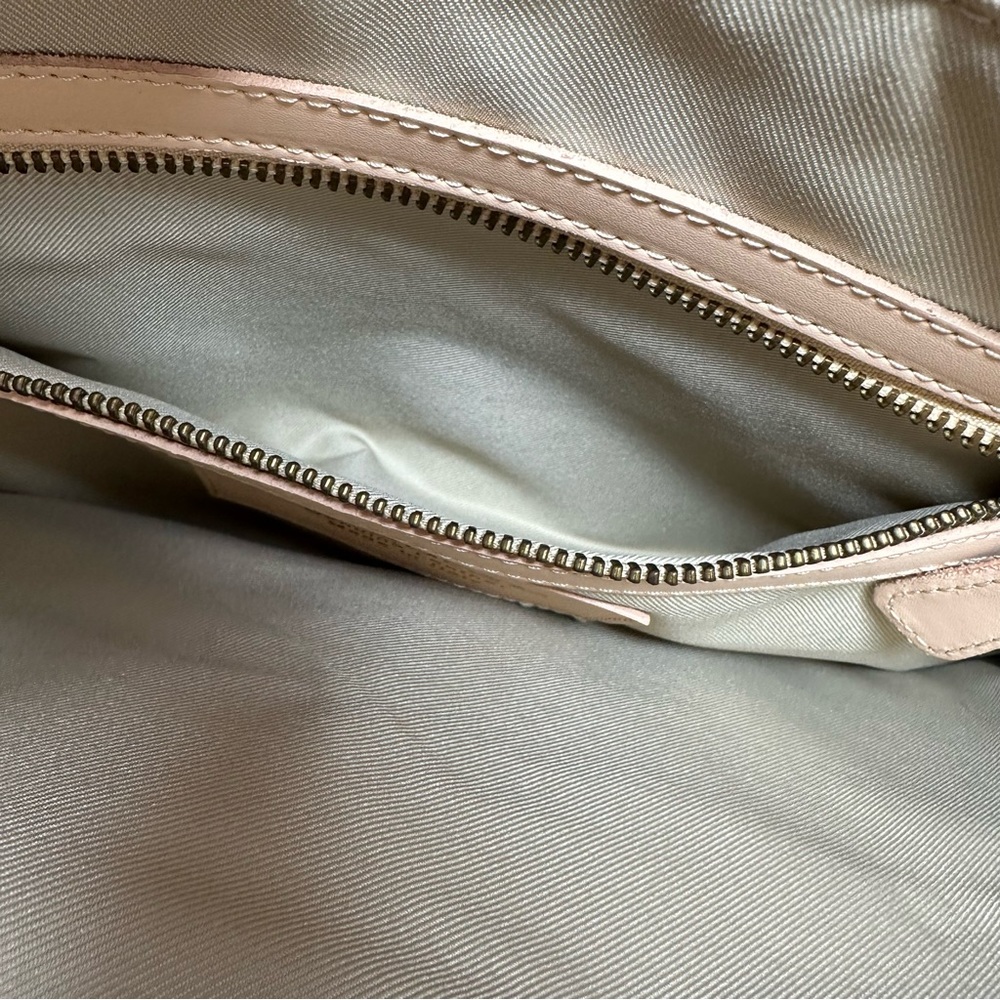 Leather Alberta Di Canio Italian Tote Bag Natural Tone Perforated Orange Detail - Picture 7 of 8